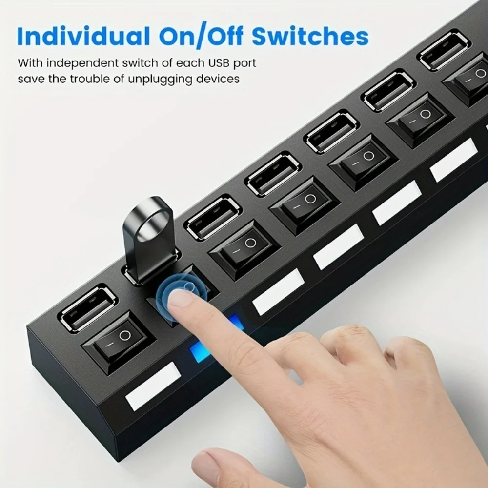 4/7 Port USB 2.0 Hub with Switch and LED High Speed Multi Splitter Expander Adapter For PC Laptop Desktop Computer Accessories - Image 12