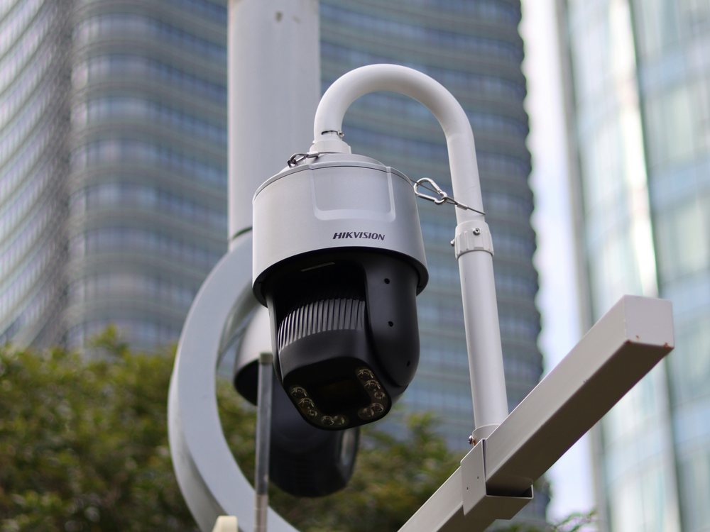 Dome security camera on a pole